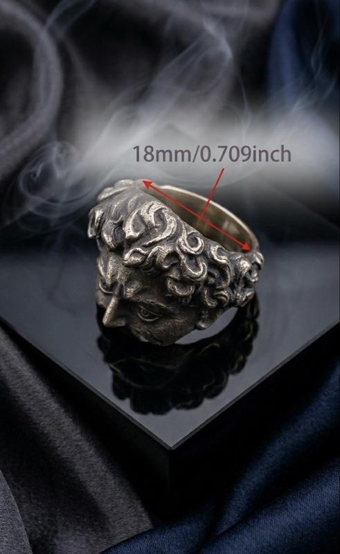 David Renaissance Ring - Intricate Face Design with Detailed Features, Ideal for Unique Jewelry Enthusiasts