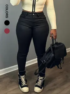 NVFelix Faux Leather Leggings for Women, Black High Waisted Stretch Leather Pants