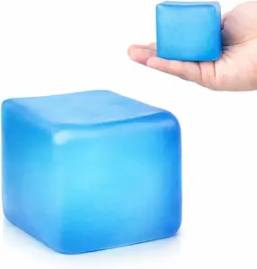 Square Stress Cube – Ice Cube Squishy Toy for Kids & Adults | Fidget Cube, Non-Toxic Sensory Squishy Ball, Stress Relief & Anxiety Toy – 2.17in (Blue)