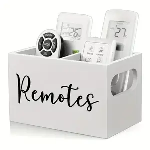 1pc Wooden Remote Control Holder, Classic Style, Open-Top Design, Multi-Functional Storage Box with 2Compartments, Suitable for Living Room, Kitchen,Bedroom, Bathroom, Office Desk