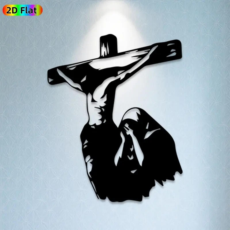 1pc Jesus Crucifix Metal Wall Art, Sacred Jesus Statue Mural, Ideal Gift for Easter, Christmas, Christian Decor Enthusiasts, Rust-Resistant Metal Wall Decor Wall Sculptures, Perfect for Church Wall & Garden Fence Christian Enthusiasts