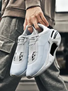 Parent-Child Light Gray-White Lightweight Running Shoes, Runner shoe, Minimalist Sport Style, Breathable Mesh Upper + Air Cushion + Non-Slip Lug Sole, Light & Bouncy Fit, Parent-Child Friendly, Ideal for Parent-Child Daily Running & Commuting Scenarios