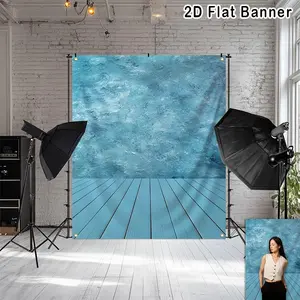 2D Flat Banner, 1pc Blue Abstract Vintage Gradient Backdrop with Turquoise & Sky Blue Ombre Photography Background for Newborn Portraits, Weddings, Birthdays, Showers - Pastel Blue Photo Wall Decor