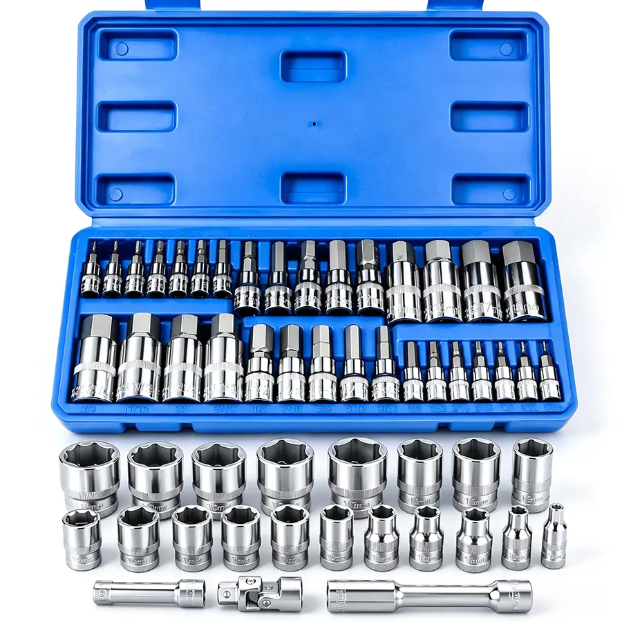 34-Piece 3/8'' Drive Torx Star Bit sockets CR-V E-Socket Set, E4-20, T10-60, Tamper Proof Set TT10-TT55, 5/16"F to 3/8"M adapter with Storage Case,S2 Steel, Ideal for Car,Trucks,Home Improvement