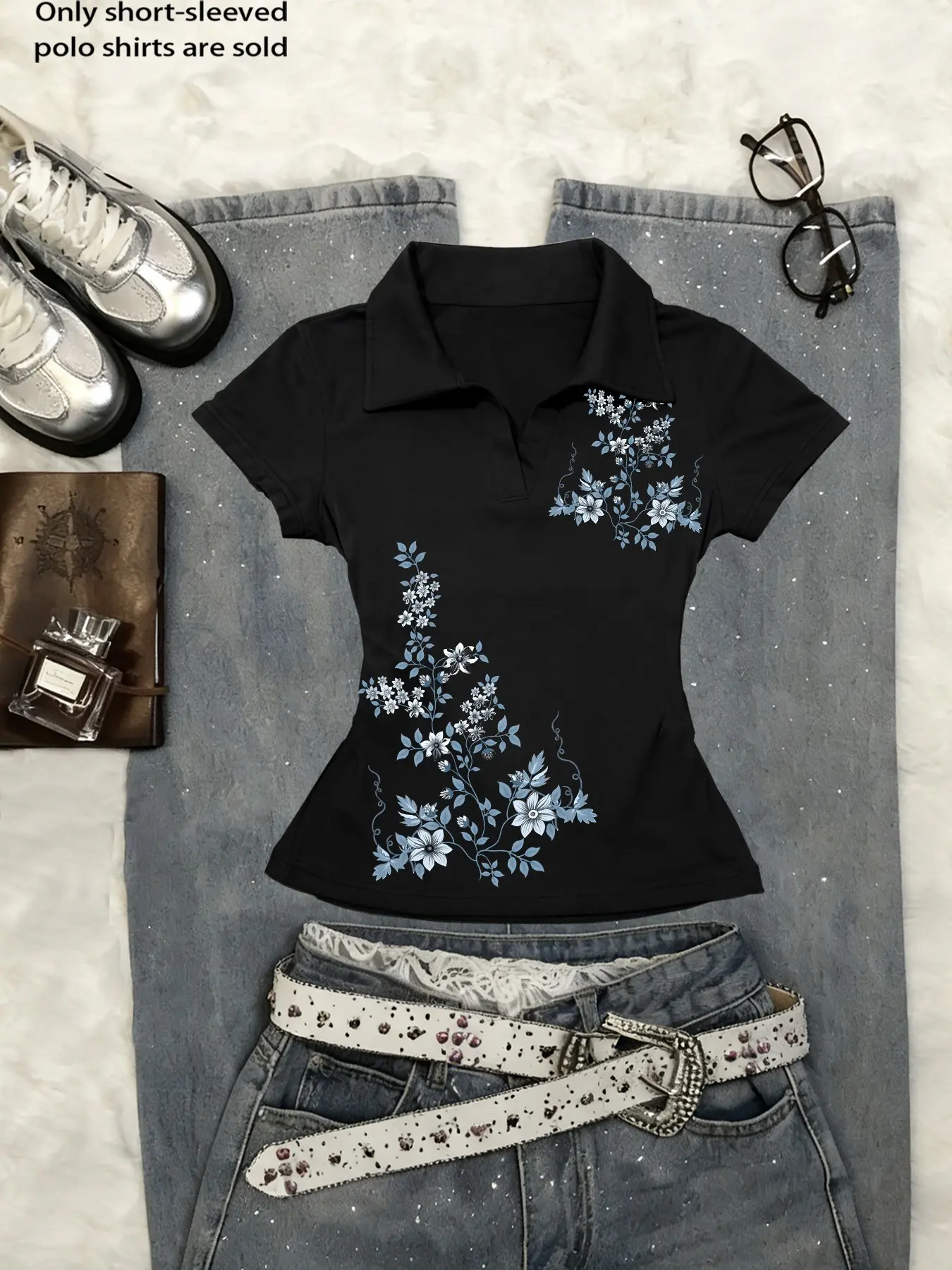American Vintage Collar Shirt, Trendy Women's Simple Polo Slim Fit V-Neck Short Sleeve, Slimming Shoulder T-Shirt New Arrival