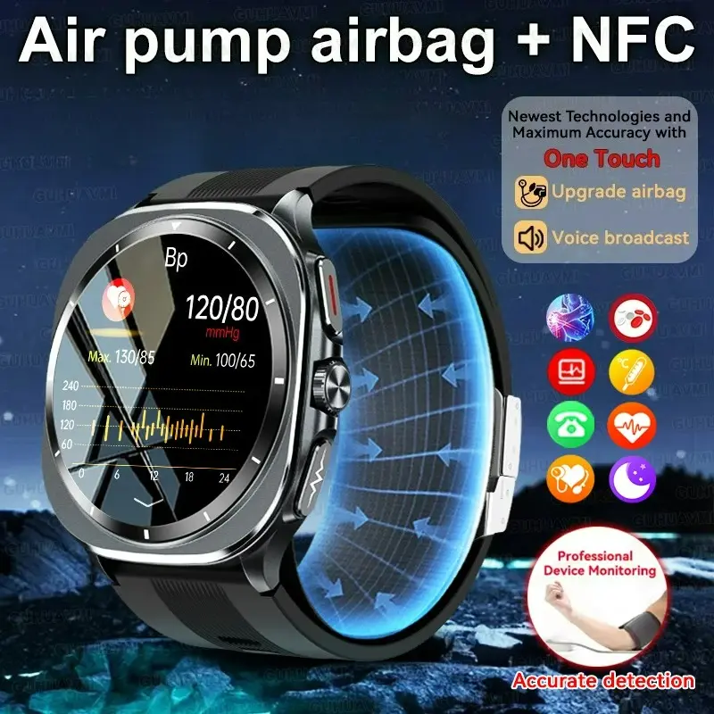 2026 New Multifunctional Smartwatch for Men, Health Nursing Wearable Device with Accurate Air Pump-Airbag Blood Pressure Measurement, Blood Lipids & Uric Acid Monitoring, Heart Rate Tracking, Phone Call Function