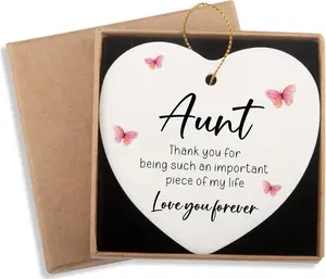 Aunt Gifts Ceramic Ornament Keepsake Auntie Birthday Mothers Day Christmas Thank You Gifts Best Aunt Ever