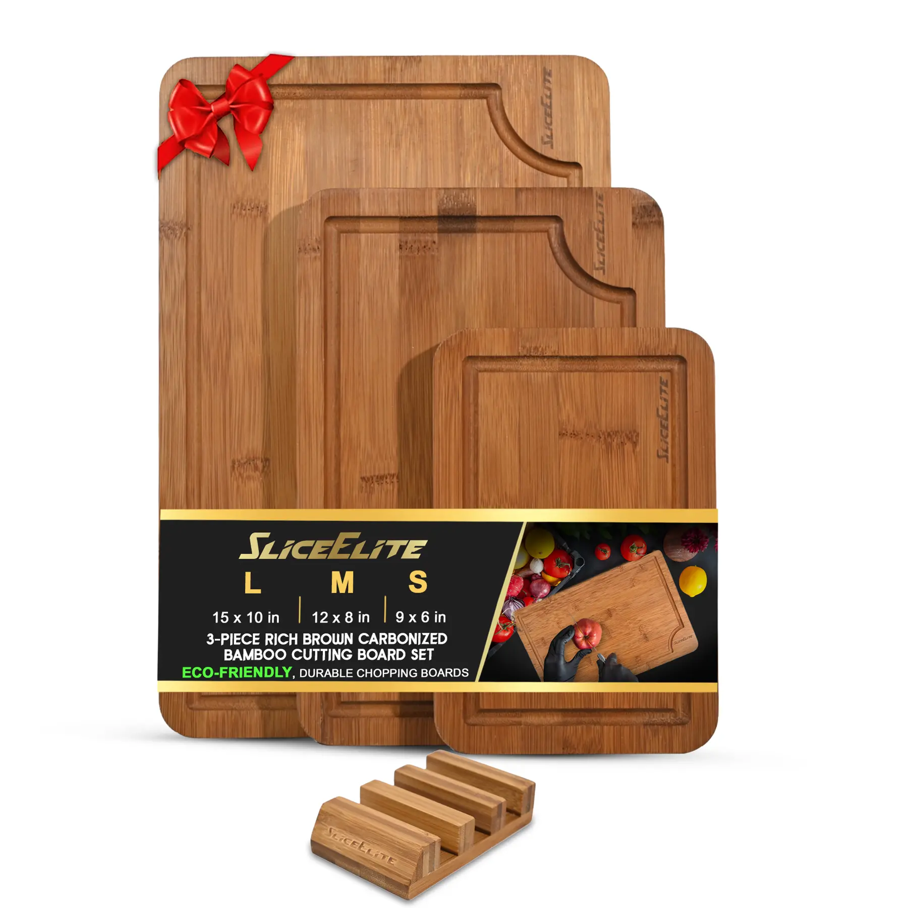 Rich Brown Carbonized Bamboo Cutting Board