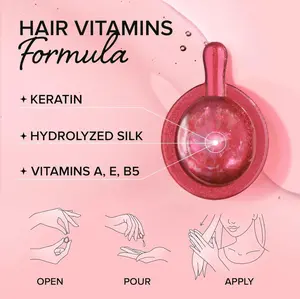Hair Vitamins Formula - Keratin, Hydrolyzed Silk, Vitamins A, E & B5 - Haircare Treatment for Hydration and Strength