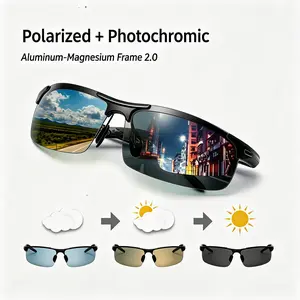 Paleshy HD Photochromic Polarized Sunglasses, UV400 Anti-Glare Day Night Driving Glasses, Unisex Outdoor Sports Eyewear