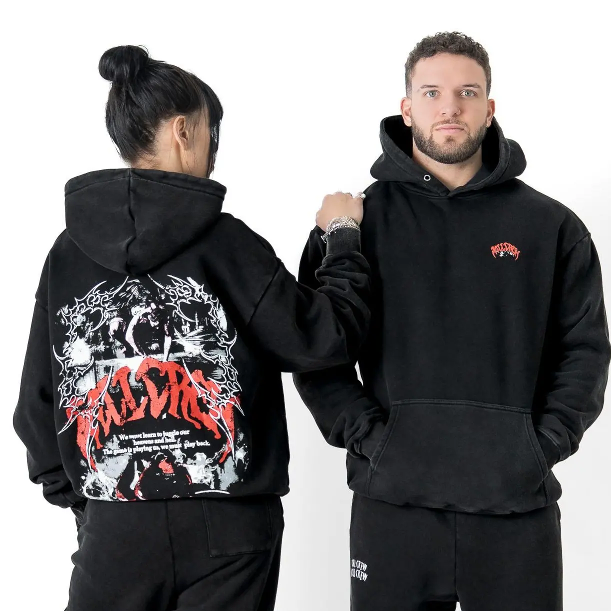 Kill Crew Duality Unisex Menswear Tops, Soft Oversized Fleece-Lined Hoodie and Relaxed Fit 100% Cotton Fabric T-Shirt, Hem, Sweatshirts, Drape, Breathable