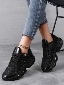 Women's Fashionable Plain Color Lace Up Sneakers, Casual Comfortable Sports Running Shoes, Trendy All-match Sneakers for Daily Wear