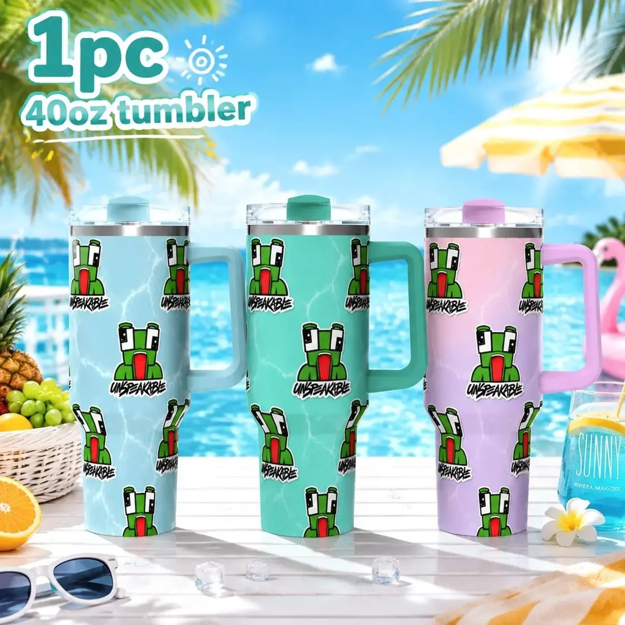 40oz Stainless Steel Tumbler Unspeakable Pattern Insulated Water Bottle Leakproof Vacuum Double Wall Travel Mug Summer Gift Drinkware