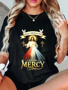 100% Cotton Christian Jesus I Trust In You Divine Mercy Catholic T-Shirt