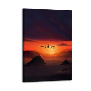 Aircraft Landscape Poster on Clouds Poster Decorative Painting Canvas Wall Art Picture Print Modern Family Bedroom Decor