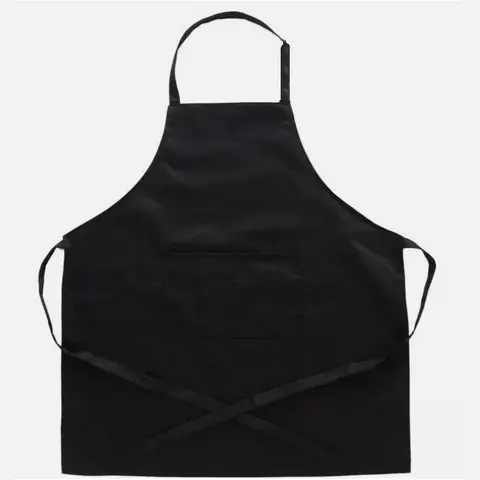 Unisex Solid Color Black One-Size Pocketed Apron - 10 Pieces, Kitchen & Restaurant Staff Aprons with Pockets, Home Supplies