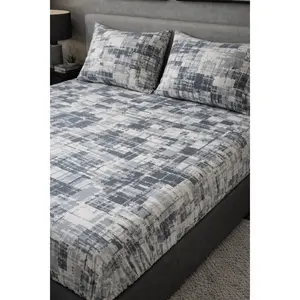 Geometric Cotton Fitted Sheet – 100% Cotton, OEKO‑TEX® Certified