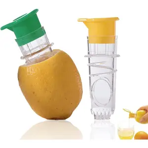 Lemon Squeezer - Manual Citrus Juicer with Screw-Top Lid & Built-In Filter, Dual-Use Lime/Lemon Press for Cocktails, Portable Hand Juicer (2-Piece Set, Yellow+Green)