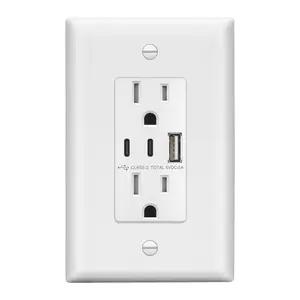 LIDER USB Type-A and Type-C charger with 15A Tamper-Resistant Receptacles, Duplex Receptacle with 1 USB Type-A and 2 USB Type-C Charging Ports, Interchangeable Face Cover, Wall Plate Included