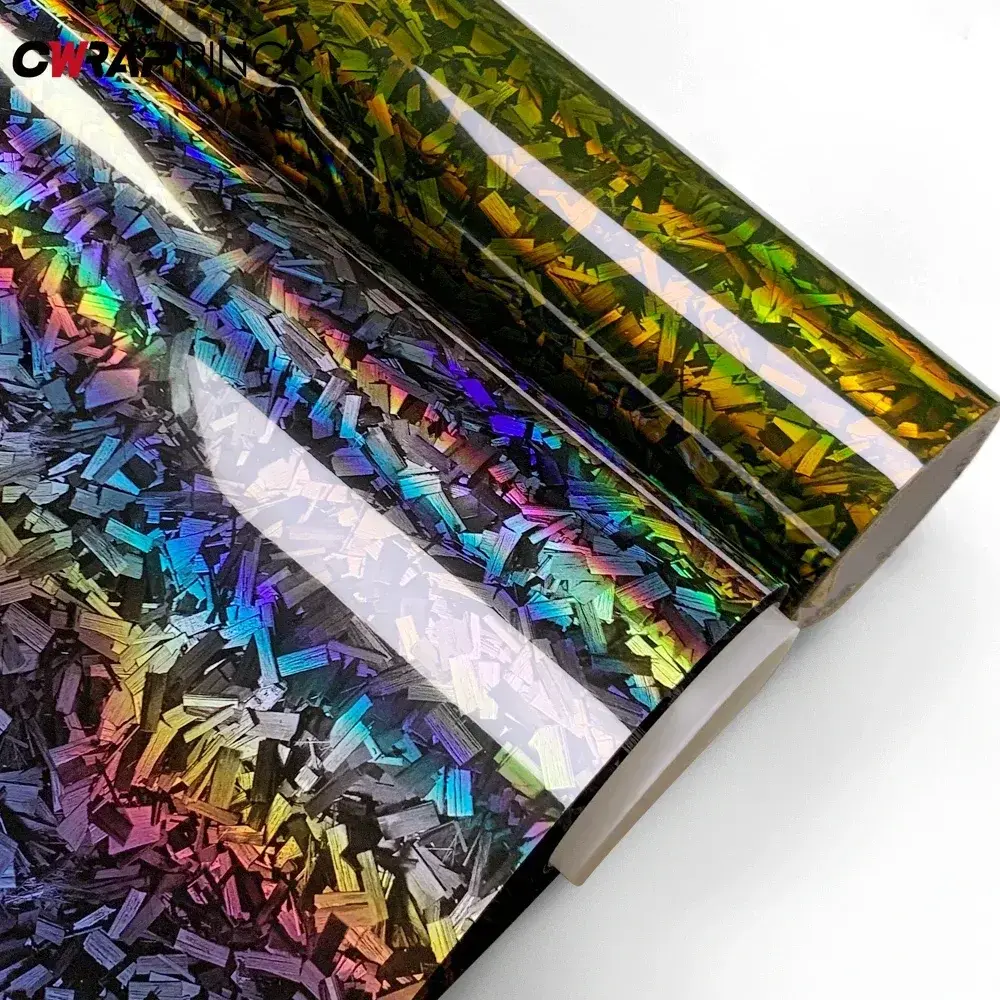Laser Carbon Fiber Vinyl Auto Tuning Car Stickers Glossy Forged Motorcycle Stickers Rainbow Carbon Covers for Car Accessories