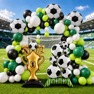 lvyujia Soccer Party Decorations, Soccer Balloon Arch Kit with Giant Trophy Balloon and Soccer Ball Balloon Tower, Soccer Birthday Decorations for Game Day, Team Celebration, Indoor Outdoor