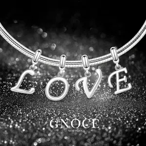 GNOCE A-Z Letter Charm Pendant for Bracelets or Necklaces Personalized Alphabet Letter Shaped Silver Charm, 1 Piece Alphabet Charm for Women & Girls for DIY Jewelry, Trendy Matching Exquisite DIY Jewelry Gift