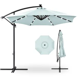 Best Choice Products 10ft Solar LED Offset Hanging Outdoor Market Patio Umbrella w/ Adjustable Tilt
