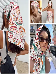 A versatile scarf for hair, white paisley - printed scarf, women's stylish hair/neck/purse accessory, summer beach parties, boho festival essential, Paisley Print Shawl