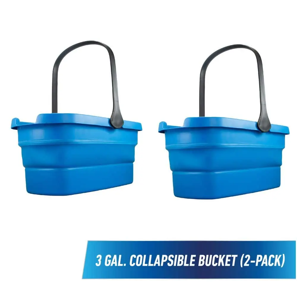 2-Pack 3 Gal. Rectangle Collapsible Storage Bucket Set, Compact Containers for Home Care Supplies