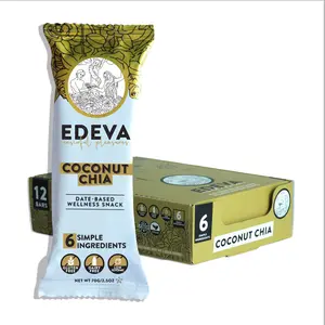 EDEVA Coconut Chia Date-Based Wellness Bar - 6 Pack, Gluten-Free, Dairy-Free, Keto-Friendly, Vegan, Low Glycemic, Natural Ingredients, Ideal for Snacking Anytime