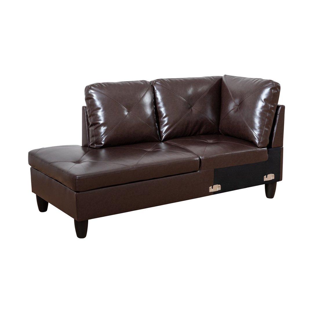 Brown Faux Leather 3-Piece Couch Living Room Sofa Set