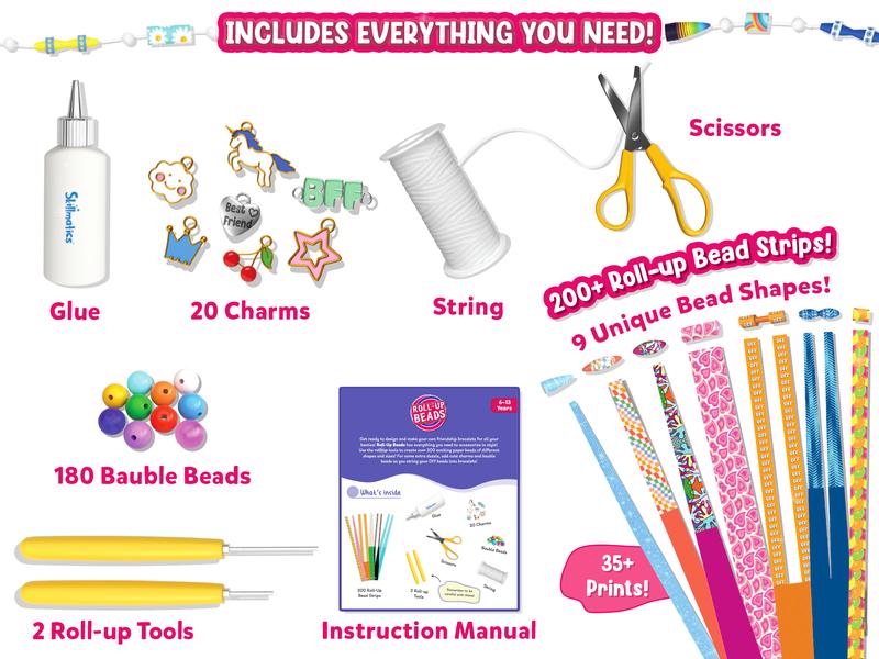 Skillmatics Roll-up Beads - Art & Craft Activity, Jewelry Kit, DIY Craft Kits, Gifts for Kids Ages 6 to 13