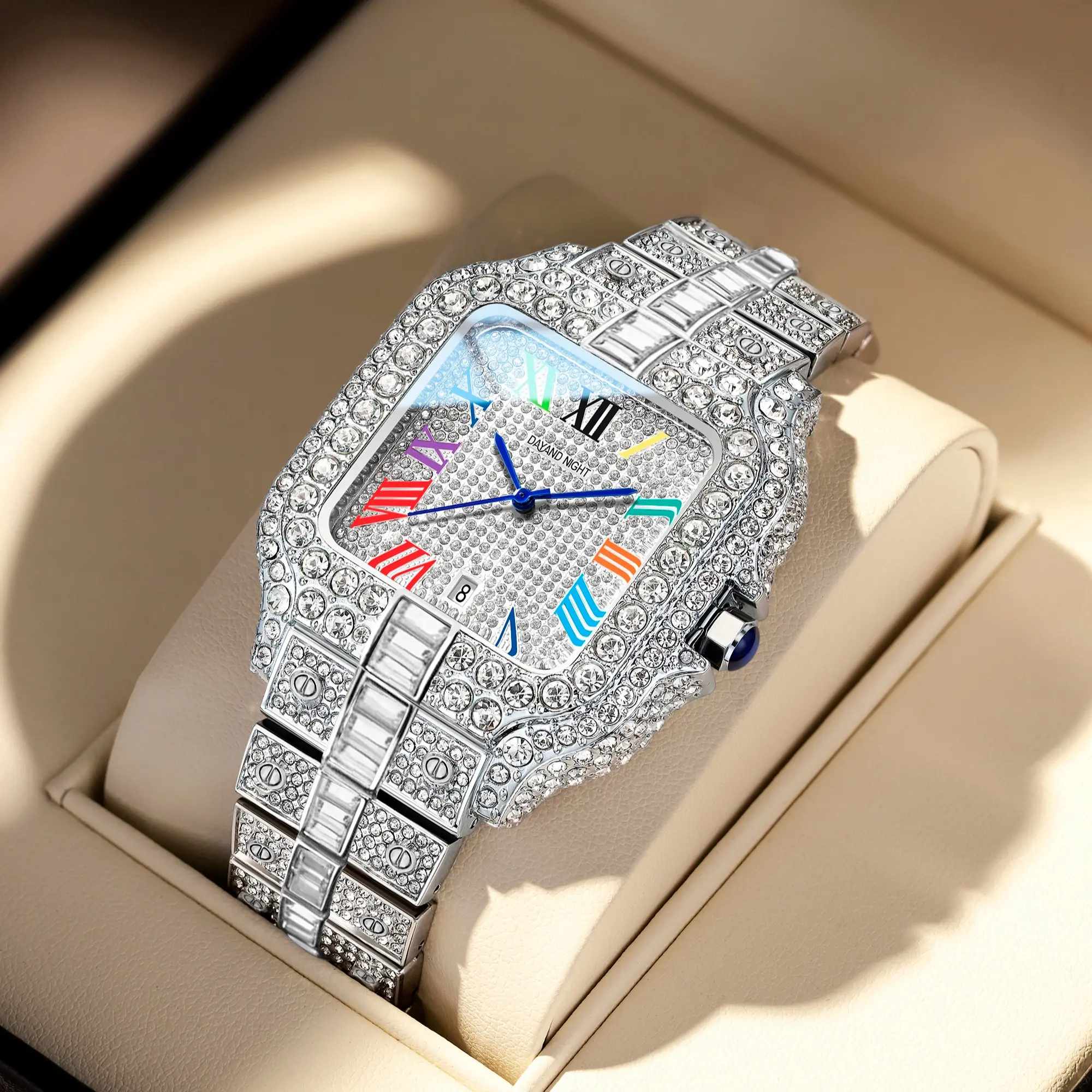 Women's 6368 Mossinite Luxury Fashion Watch - Digital, 30M - 50M Waterproof, Diamond Bezel, Alloy Steel Strap, Mineral Glass, Clasp Closure, Smart Reminder, Casual-Business Style, Elegant Gift Choice