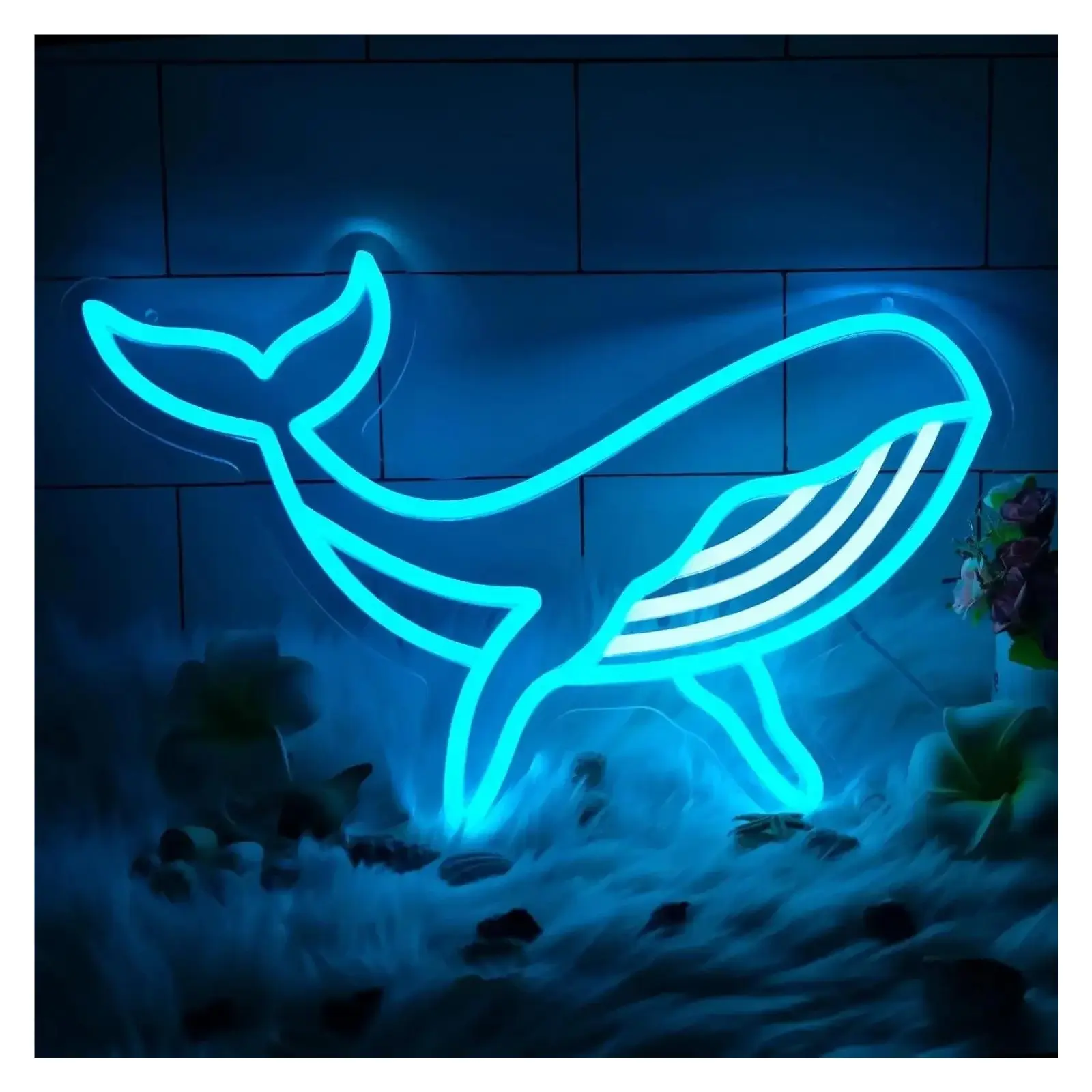 Sign Illuminated Whale Neon Sign Light For Bedroom Kids Room Party Bar Shop Room Home Birthday Wall Decor USB Powered Dimmable Lamp 41cmx27cm