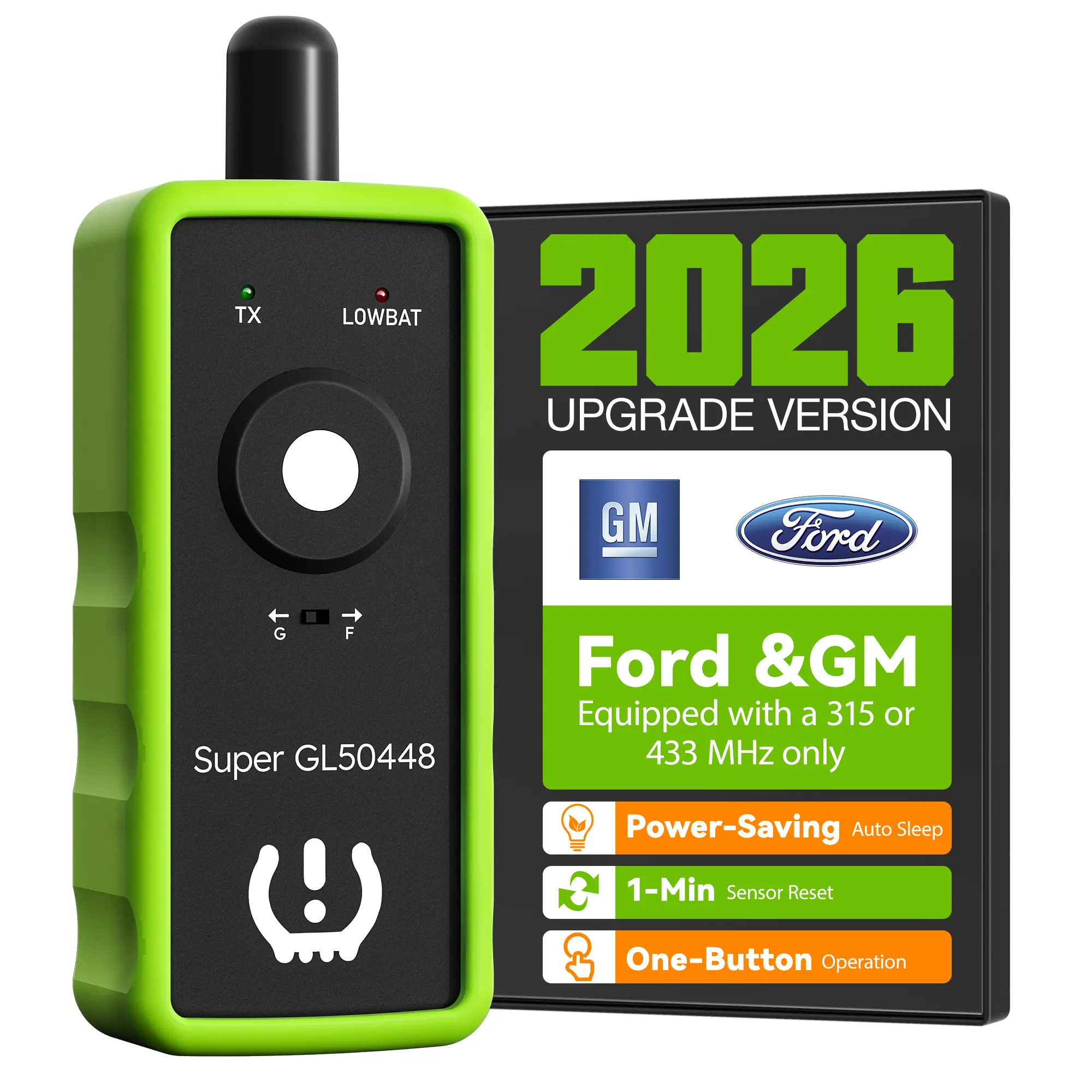 VXDAS Super GL50448 2-in-1 TPMS Relearn Car Tool for Ford/GM Group, Tire Sensor Reset & Activation with Model Switch, Cars Accessories for Buick, Cadillac, Chevrolet, GMC, Lincoln, Mazda,father'sdaygifts