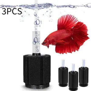 3pcs Aquarium Biological Sponge Filter Kit, High-Efficiency Filtration, Easy Setup, Ideal for Fish Breeding and Shrimp Cultivation, Quiet Operation for Shrimp & Betta Tanks