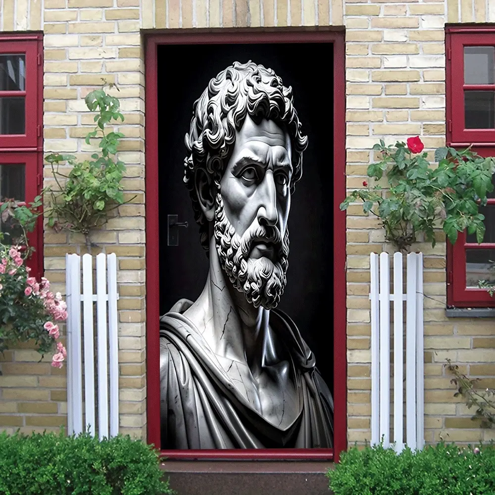 2pcs   Vintage Roman Sculpture Art Wall Stickers Stereo Self Adhesive Decorative Stickers for Living Room Entrance Bedroom Background Wall Removable Waterproof Wall Decals Classical Figure Statue Mural