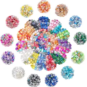 L-HDJ027  200 Pieces European Large Hole Beads, Assorted European Craft Bead Mixed Color Rhinestone Lampwork Beads Large Hole Spacer Bead for DIY Charms Bracelet Necklace Earring Jewelry Making Supplies