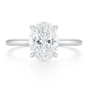 The Claire Modern Solitaire Engagement Ring with Oval Lab-Grown Diamond in Continuum Silver High-Polish Setting for Everyday & Travel