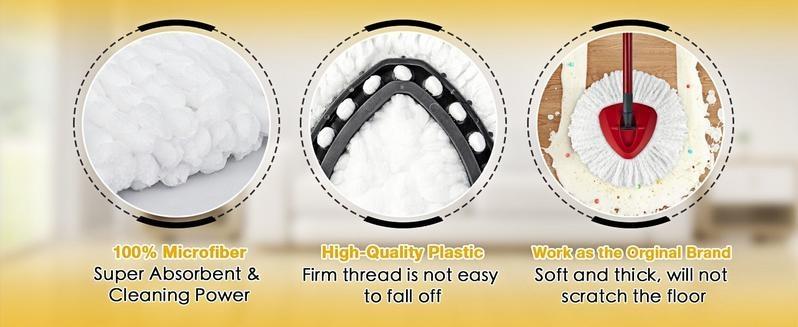 Spin Mop Replacement Heads Compatible with Oceda EasyWring 1-Tank System, 30-58" Mop Handle,Scrub Brush and Base Combo Set,Mop Refills Easy to Replace and Cleaning