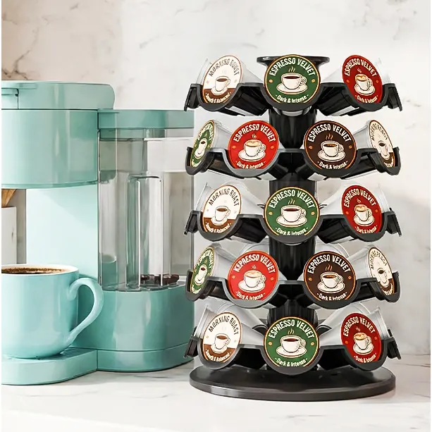EVERIE Coffee Pod Storage Carousel Holder Organizer Compatible with 40 Keurig K-Cup Pods for Coffee Bar Kitchen Countertop, Holds 40 Pods