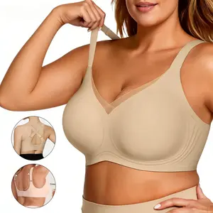 SenereFit Womens Jelly Wireless Bra – Soft Smooth Second Skin Seamless Comfort Bra, Breathable No Dig Straps, Wide Side Support, Push Up Deep V T-Shirt Everyday Bralette