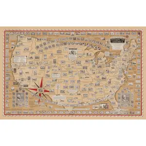 1947 The Pictorial Map of Stamps of America Dedicated to Philatelists Everywhere