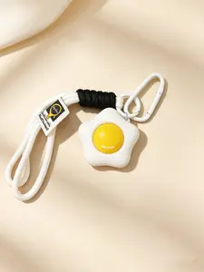 Cute Squishy Fried Egg Keychain, Stress Relief Sun Egg Bag Charm with Braided Rope Lanyard, Minimalist Aesthetic Fidget Toy for Backpacks & Keys, Trendy Anti-Anxiety Gift for Teens & Students