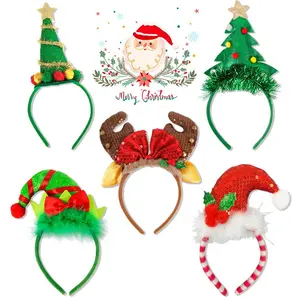 Christmas Headbands for Women Santa Hat Headband Holiday Hair Accessories Red Hat Hair Band Party Favors
