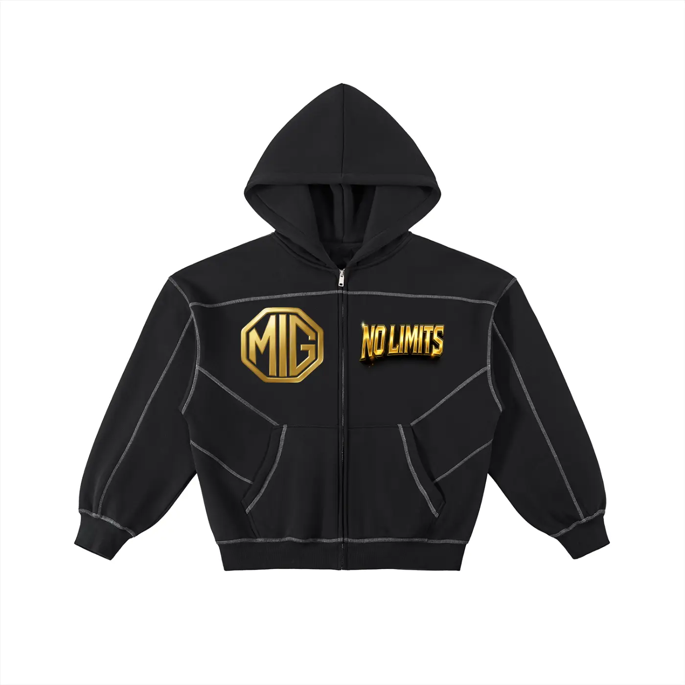 MG Motorsport Men's Heavyweight Fleece Zip Hoodie, No Limits Gold Racing Graphic for Car Meets, Easy Care - Cold Wash, Do Not Bleach