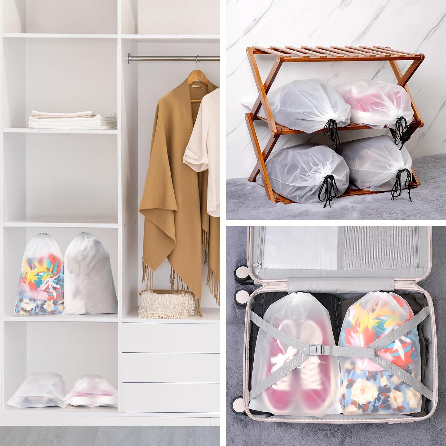 [New Deal] 23 Pack Waterproof Travel Shoe Bags 11.8" x 15.7" for Packing, Large Travel Bag for Men & Women Essential Shoe Storage Bags