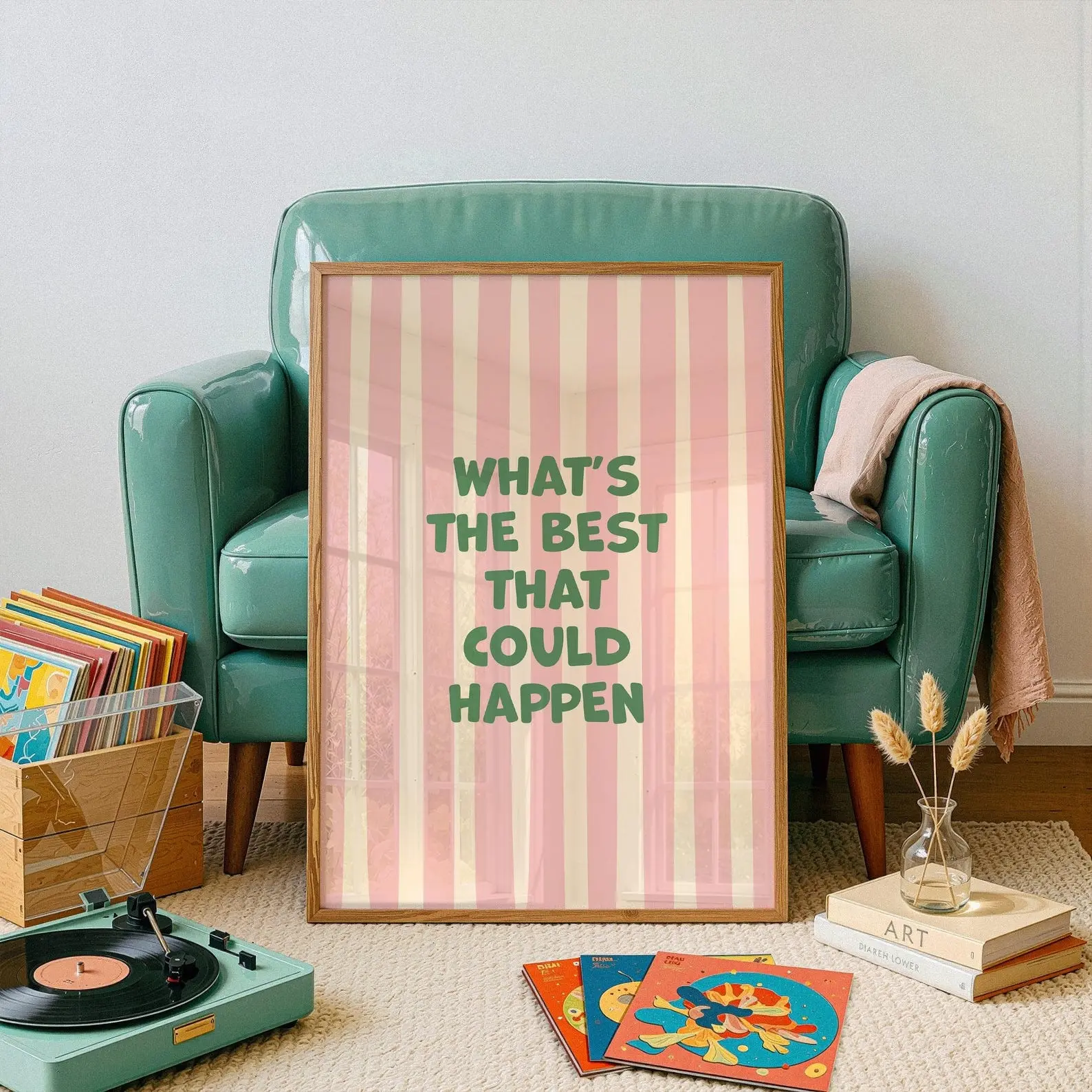 What's the Best That Could Happen Quote Poster, Dopamine Decor, Retro Y2K Wall Art, Positive Dorm & Office Print wall decor - Frameless Poster, Canvas