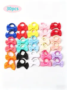 30Pcs Bulk Bow Hair Ties, Soft No Pull Hair Bands, Versatile Ponytail Holders for Girls All Hairstyles, Elastic Hair Accessory