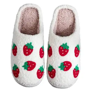 Sweet strawberry pattern slippers, super soft memory foam insole and warm plush lining, bring your feet a comfortable, relaxed and sweet home experience